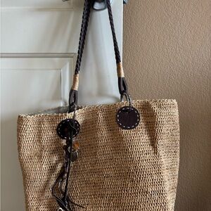 Brighton Solana natural and chocolate Tote Bag with Chain Detail